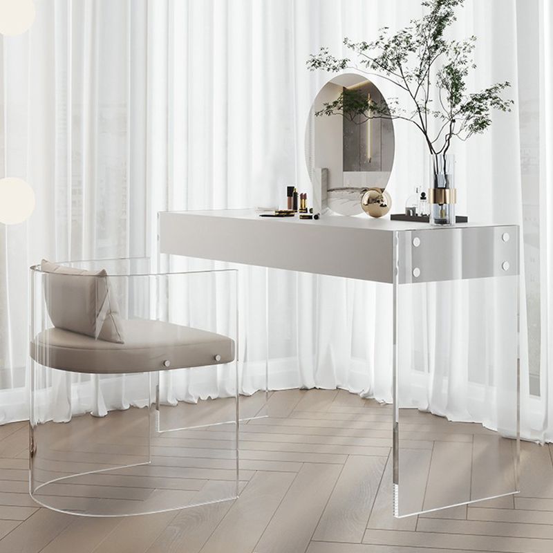 White Slate Top Make-up Vanity with Drawer for Bedroom 29.5"