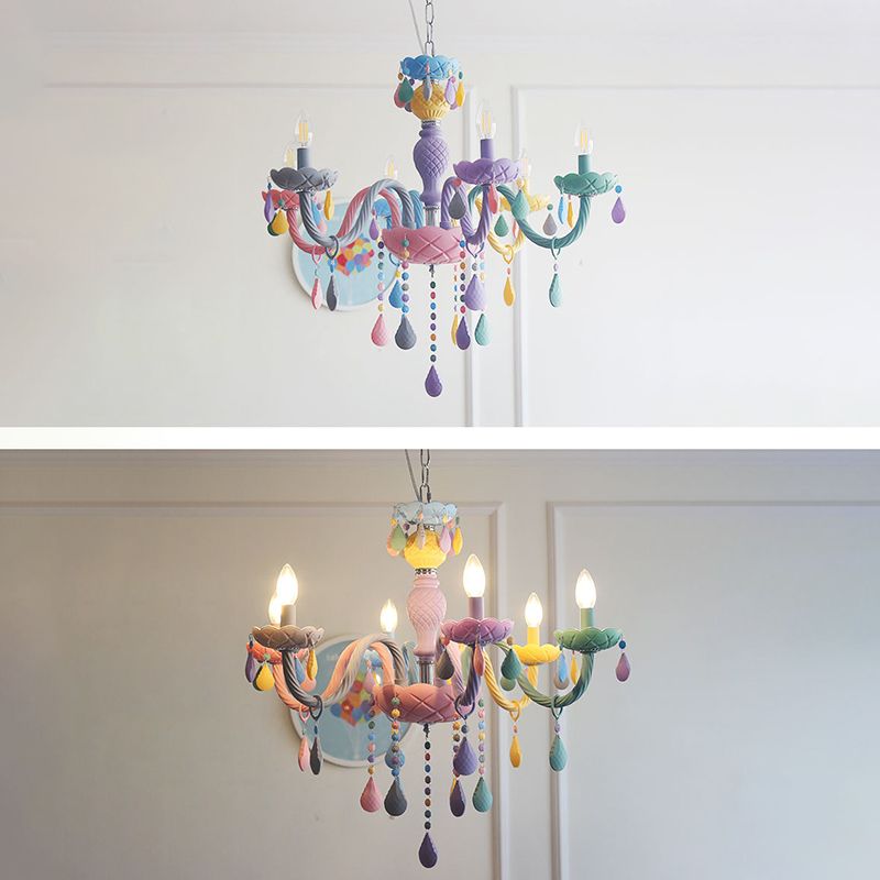 Lustre en macaron multi-tête contemporain luminaires de pendentif en verre métallique pour chambre à coucher pour la chambre à coucher