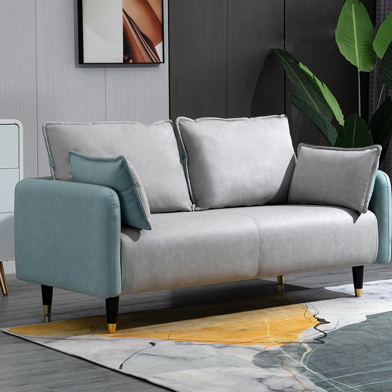 29,92 "H Faux Leder Quadratarm Arm Modernes Sofa mit 2 Kissen für Wohnzimmer, Wohnung