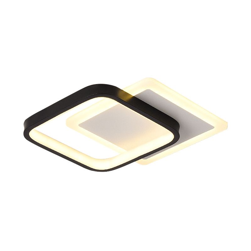 Geometric Aisle Ceiling Flush Mount Light Acrylic LED Simplicity Ceiling Mounted Light in Black-White