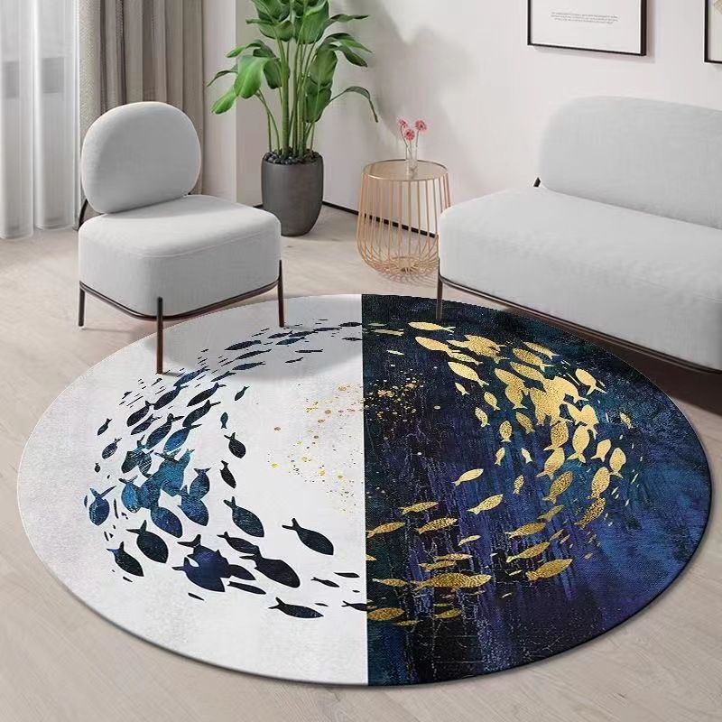 Gorgeous Living Room Carpet Trendy Round Area Rug Polyester Non-Slip Backing Indoor Rug
