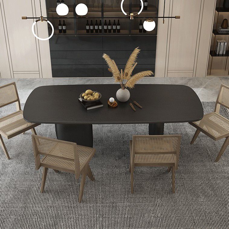 Industrial Solid Wood Dining Table Rectangle Kitchen Table with 3 Legs