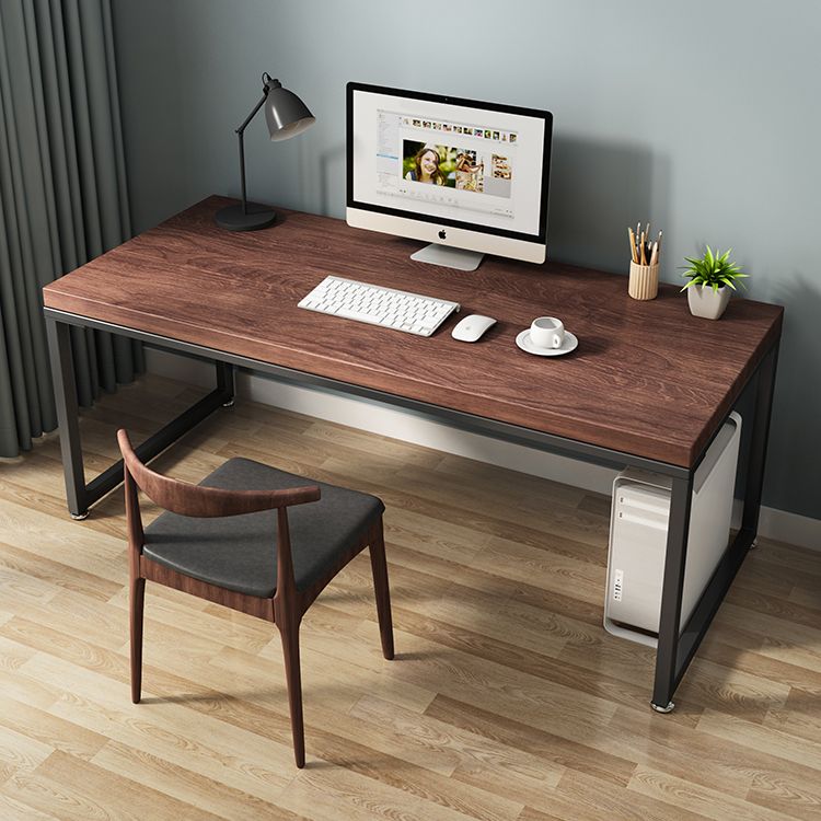 Rectangle Trestle Base Industrial Dining Table Solid Wood Fixed Table