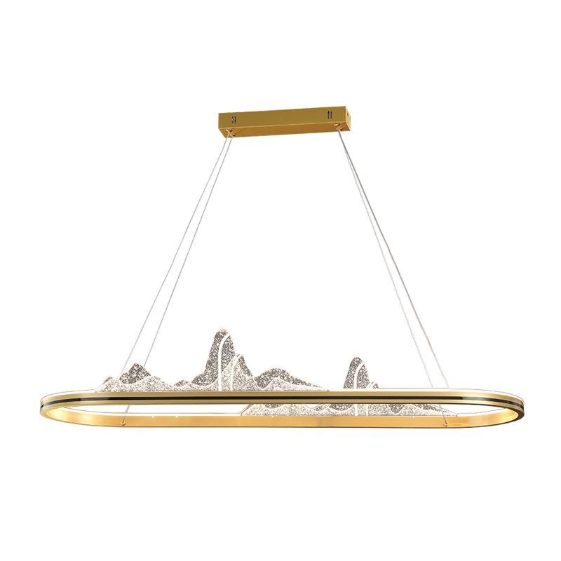 Contemporary Oval Island Lighting Metal 1 Light Island Light Fixture for Kitchen