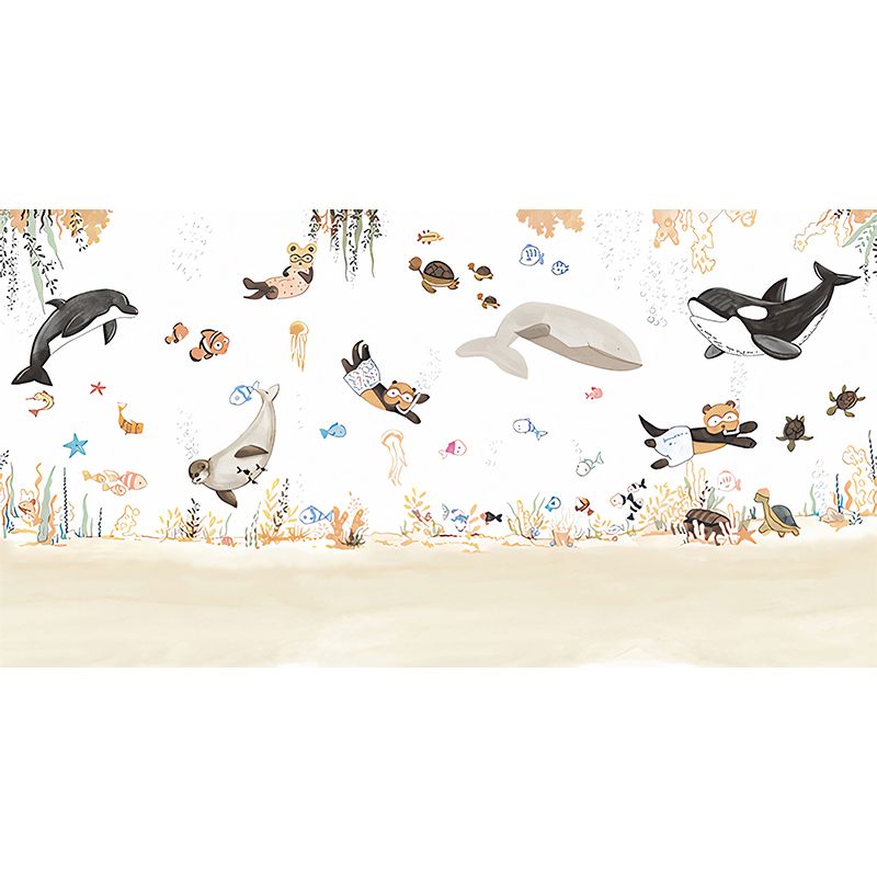 Cartoon-Meer-Unterwassertauch-Wandbilder, weiche, schmutzabweisende Wanddekoration für Kinderzimmer