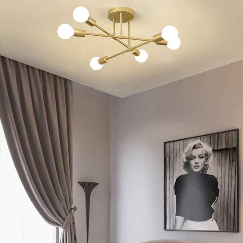 Sputnik Semi Flush Light Fixture Minimalist Style Metal Semi Flush Mount Ceiling Fixture