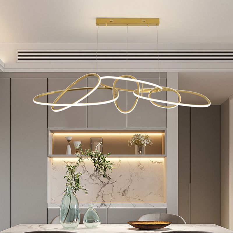 Strip Shape Island Lamp LED Island Hanging Light with Silica Gel Shade for Dining Room