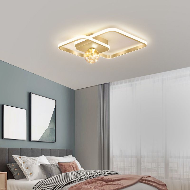 3-Lights Square Shade Flush Mount Modern Style Flush Mount Ceiling Lighting Fixture