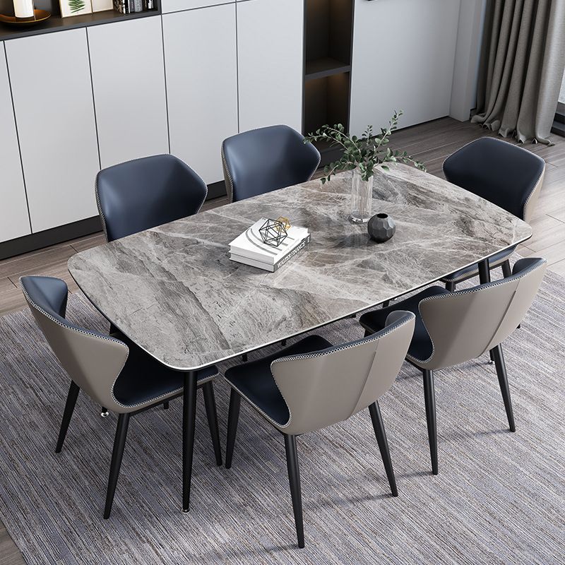 Modern Style Dining Room Set with Sintered Stone Dining Table and Upholstery Chairs
