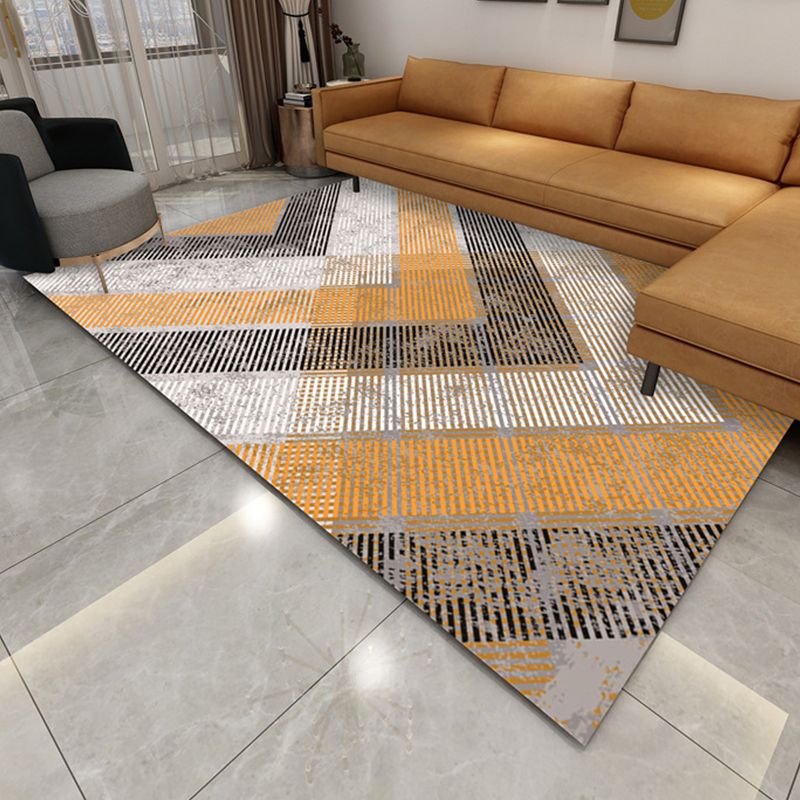 Stylish Area Rug Classic Geometric Print Polyester Rug Stain Resistant Indoor Rug for Home Decor