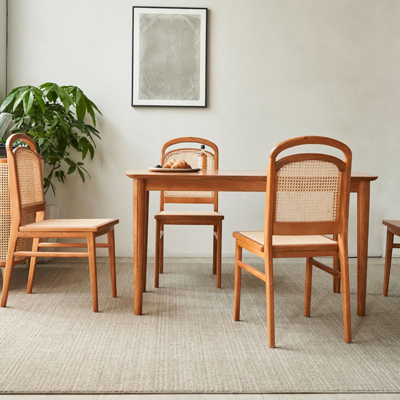 Solid Wood Dining Table Set 1/2/5/7 Pcs Rectangle Table with Side Chairs