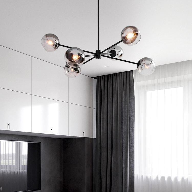 Gearceerde hanglampverlichtingsarmatuur minimalistische stijl glashangende kroonluchter voor woonkamer