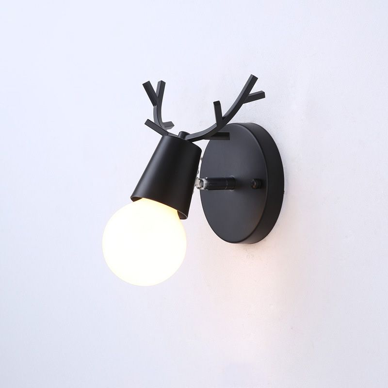 Estilo moderno Luz de lámpara de montaje de pared de 1 luces Lighting de pared de los ciervos de metal