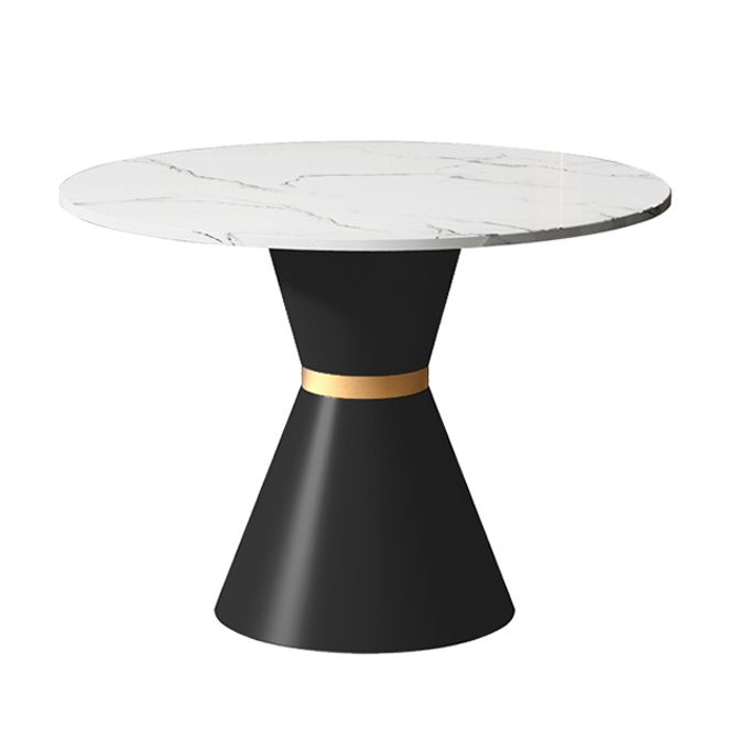 Traditional Luxury Dining Table Round White Top Pedestal Dining Table