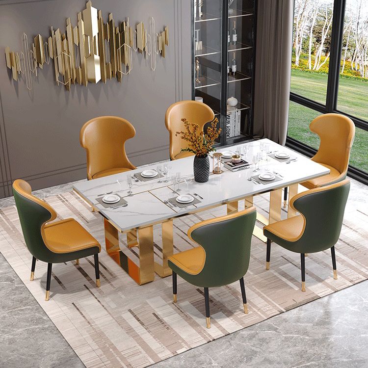 Sillas con respaldo de estilo escandinavo, sillas sin brazos de comedor de cuero para el hogar