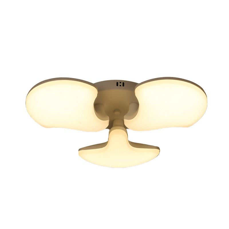 3/5 Heads Bedroom Flush Lighting Modernism White LED Ceiling Mounted Fixture with Shell Acrylic Shade, 23.5"/27.5" Wide
