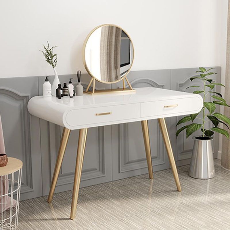 Glam Makeup Counter with 2 Drawers in White Vanity Table for Bedroom