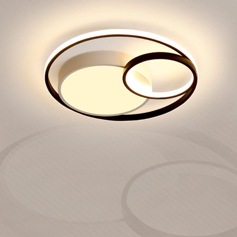 16"/19"/23.5" Dia Minimal LED Flush Light Black/White Circular Flush Mount Ceiling Lighting with Acrylic Shade