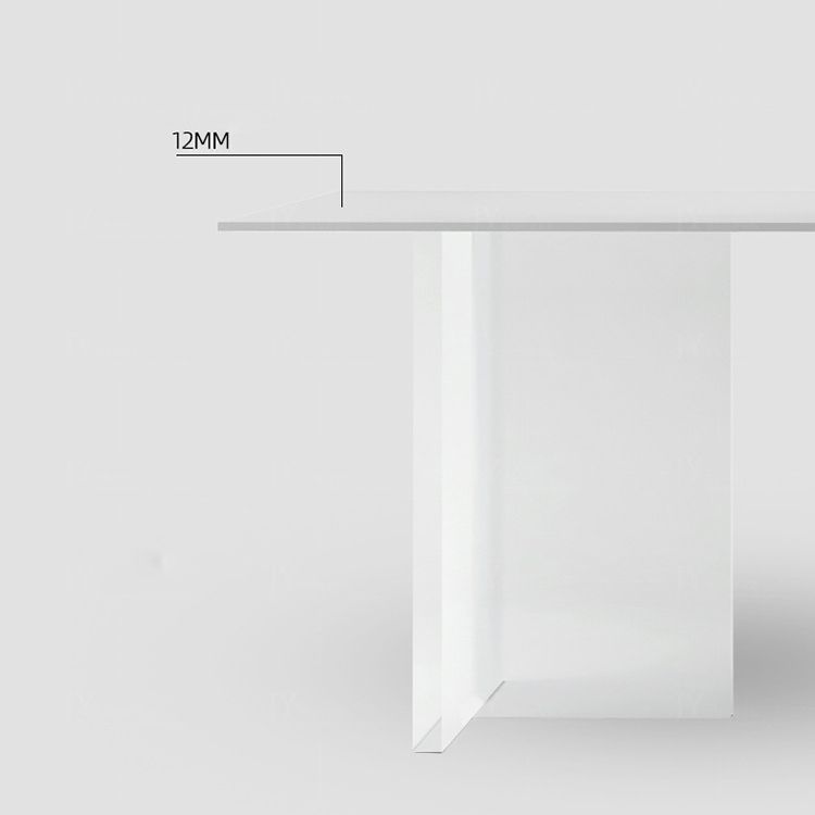 Rectangle White Top Dining Table Modern Acrylic Base Table for Kitchen