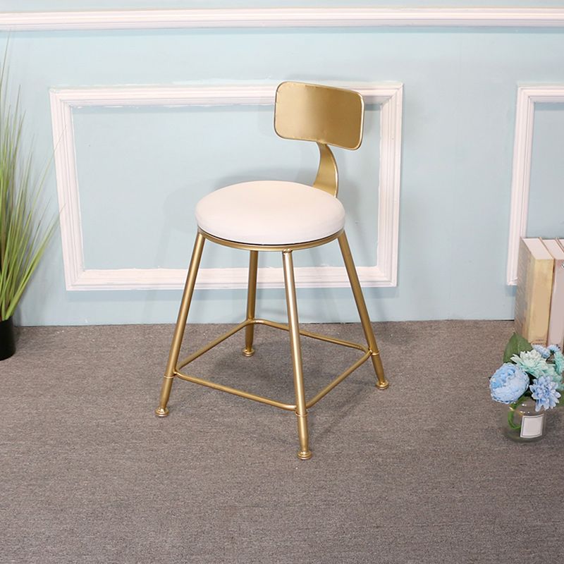 Glam Backrest Armless Counter Stool Iron Dining Room Bar Stool with Cushion and Pedal