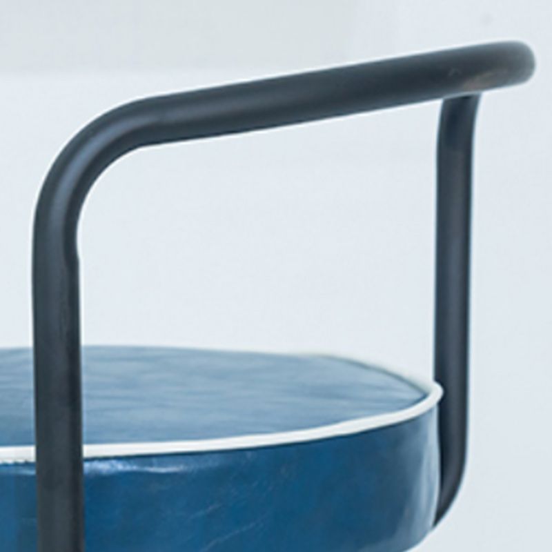 Nordic Backrest Armless Counter Stool Iron Kitchen Bar Stool with Pedal and Cushion