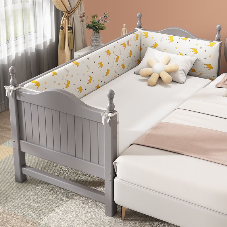 Scandinavian Washed Natural Baby Crib Solid Wood with Guardrail