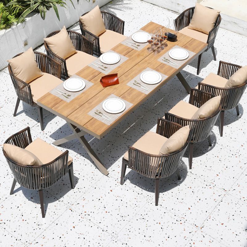 Tropical Rattan Patio Dining Chair Removable Cushion Outdoors Dining Chairs