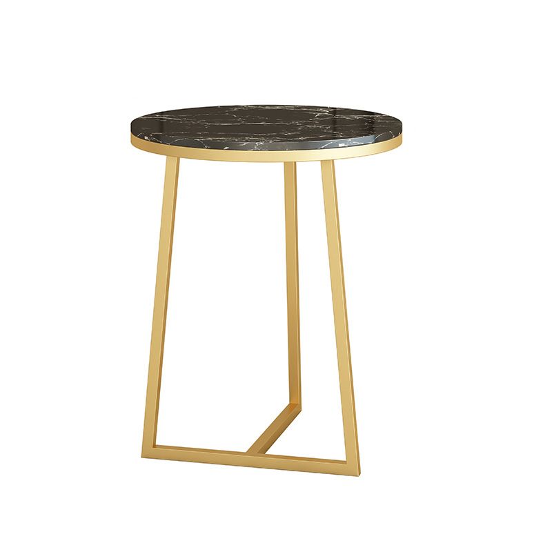Modern Style Marble Top and Iron Work Black/gold Base Side Table