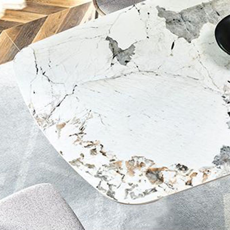 Rectangle Stone Top Dining Table Modern Metal Base Dining Table for Living Room