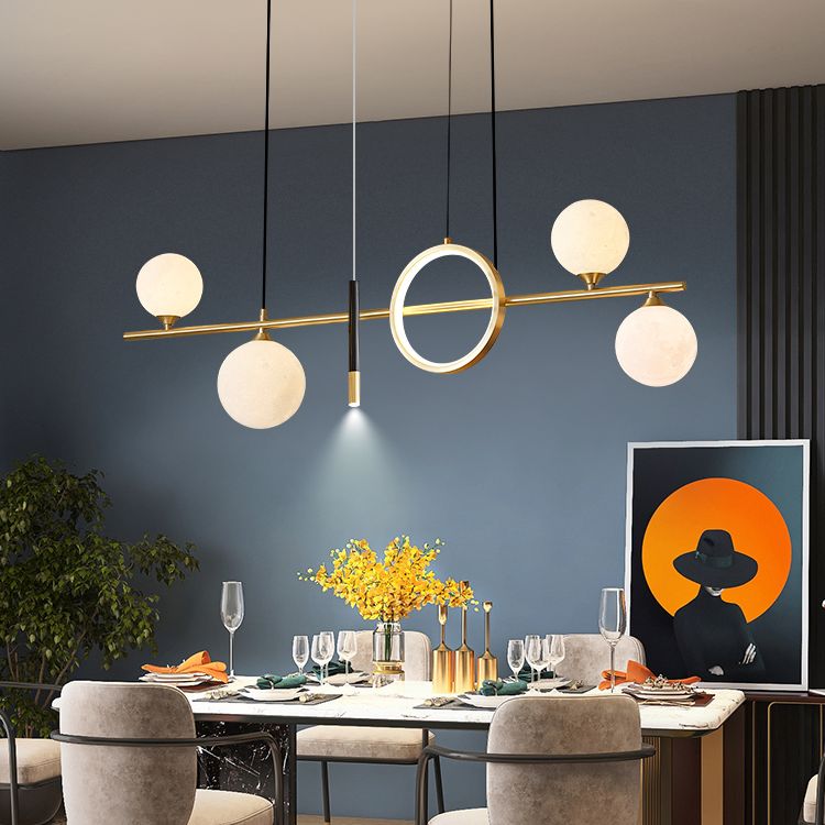 Shaded Dinning Room Island Pendant Light Metal LED Contemporary Island Light Fixture in Gold