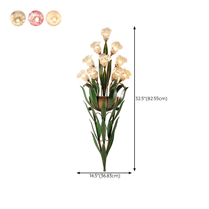 Flower Shape Glass Wall Sconces Modern Multi-Lights Wall Mount Light Fixture
