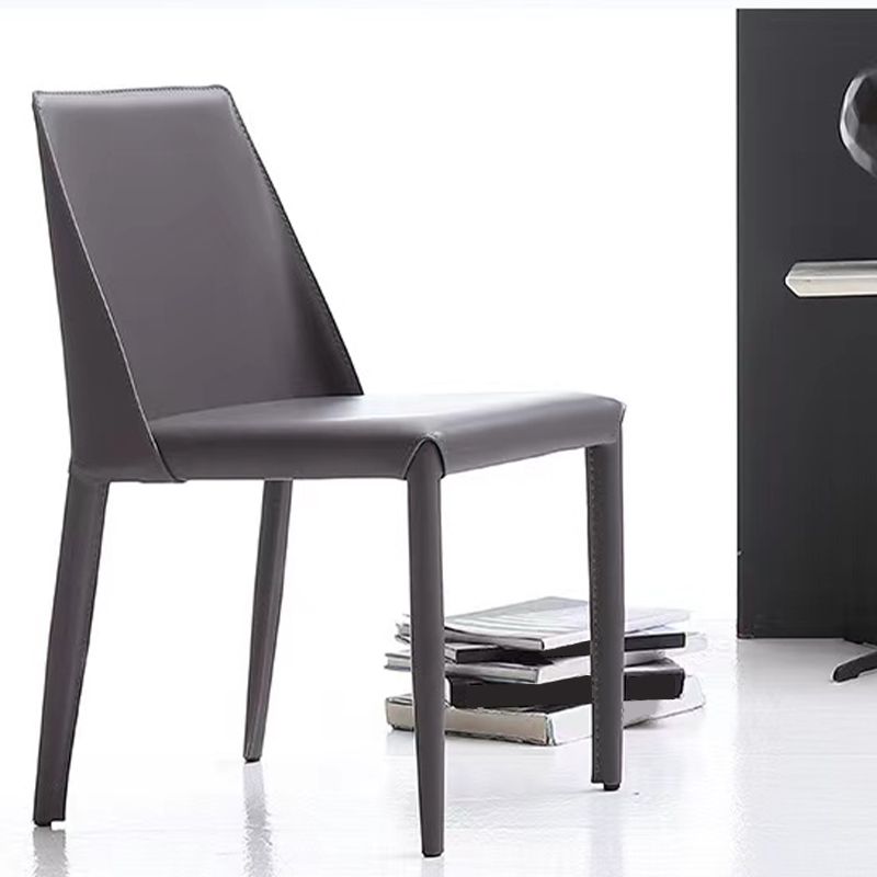 Contemporary Armless Home Side Chair Faux Leather Low Back Dining Chair