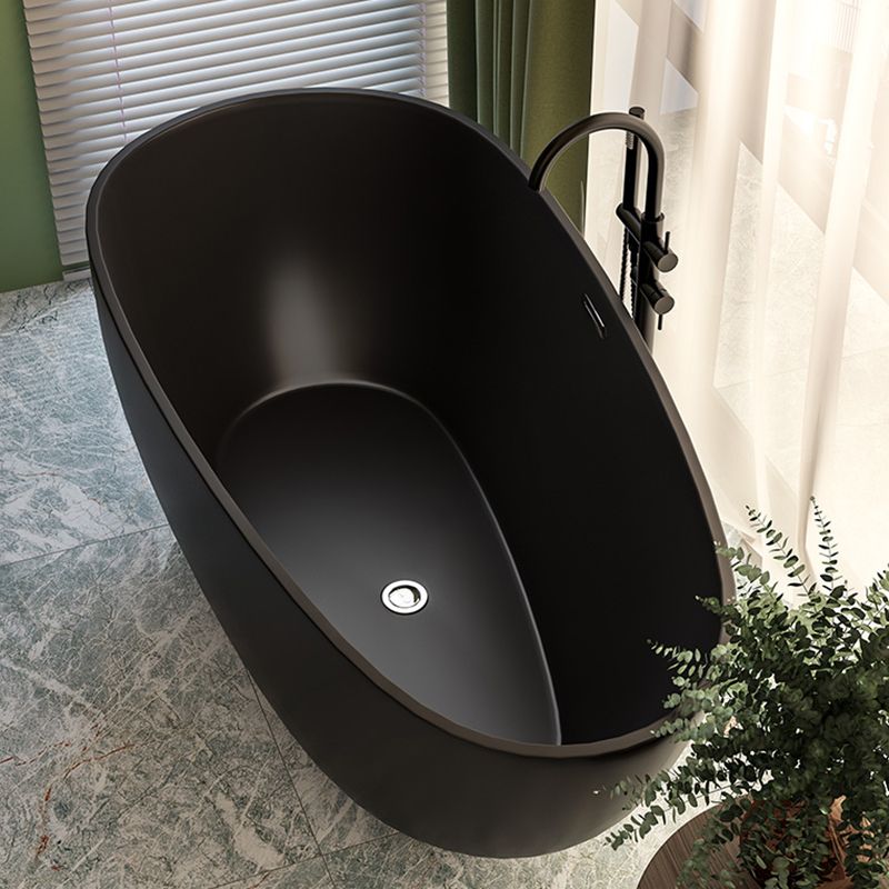 Acrylic-Fiberglass Oval Bathtub Contemporary Soaking Bathtub with Drain and Overflow Trim