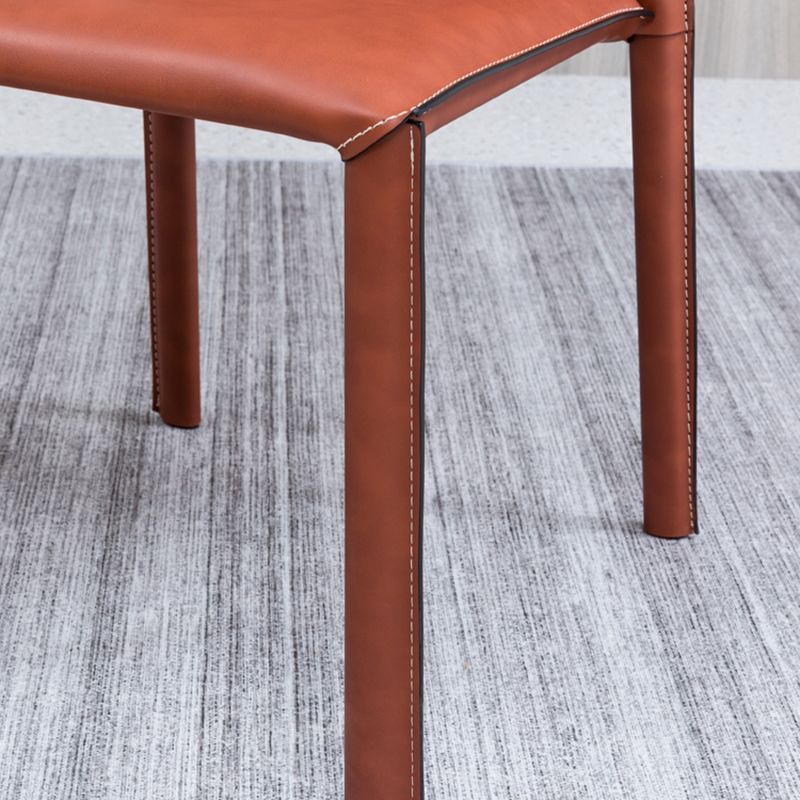 Contemporary Home Side Chair Faux Leather Solid Back Dining Chair