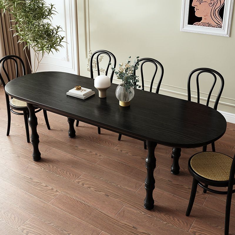 Modern Dining Room Dinner Table Wood 4 Legs Dining Table in Black