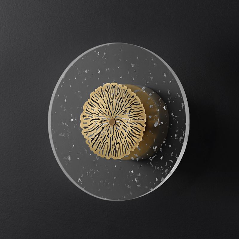 Modern Metal Wall Sconce Circular Shape Wall Light with Acrylic Shade for Bedroom