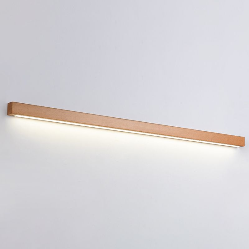 Wood Linear Wall Lighting Modern Style 1-Light Wall Mounted Light Fixture in Brown