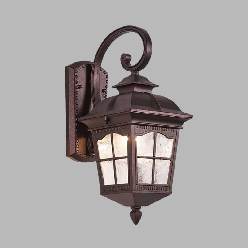 Water Glass Dark Coffee Sconce Lamp Swirl Arm 1 Light Farmhouse Wall Mounted Lighting