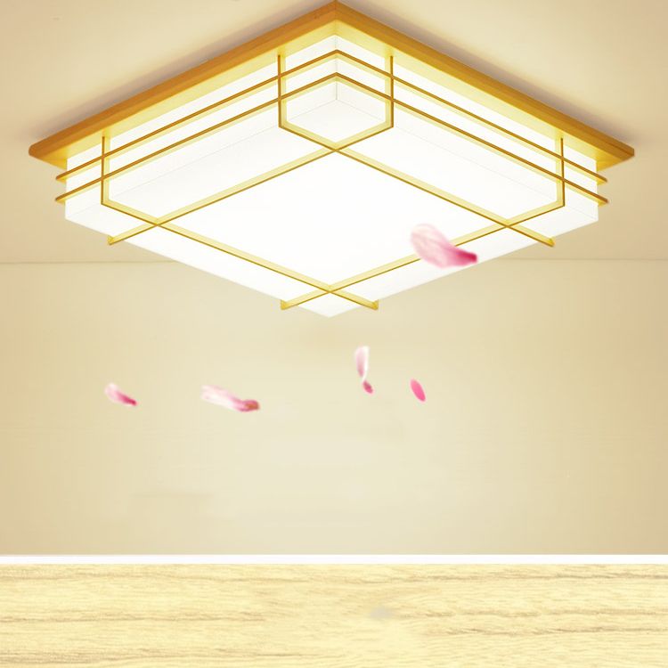 Holz Quadratische Form Flush Deckenleuchte Moderne 1-Licht Flush Mount Beleuchtung in Braun