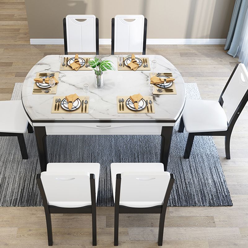 Drop-Leaf Dining Site Table Contemporary 4 Legs Dining Room Table