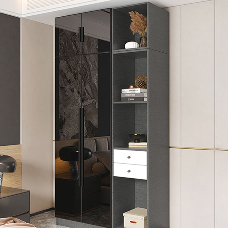 Modern Style Wardrobe Grey Colour Glass Wardrobe Closet for Bedroom