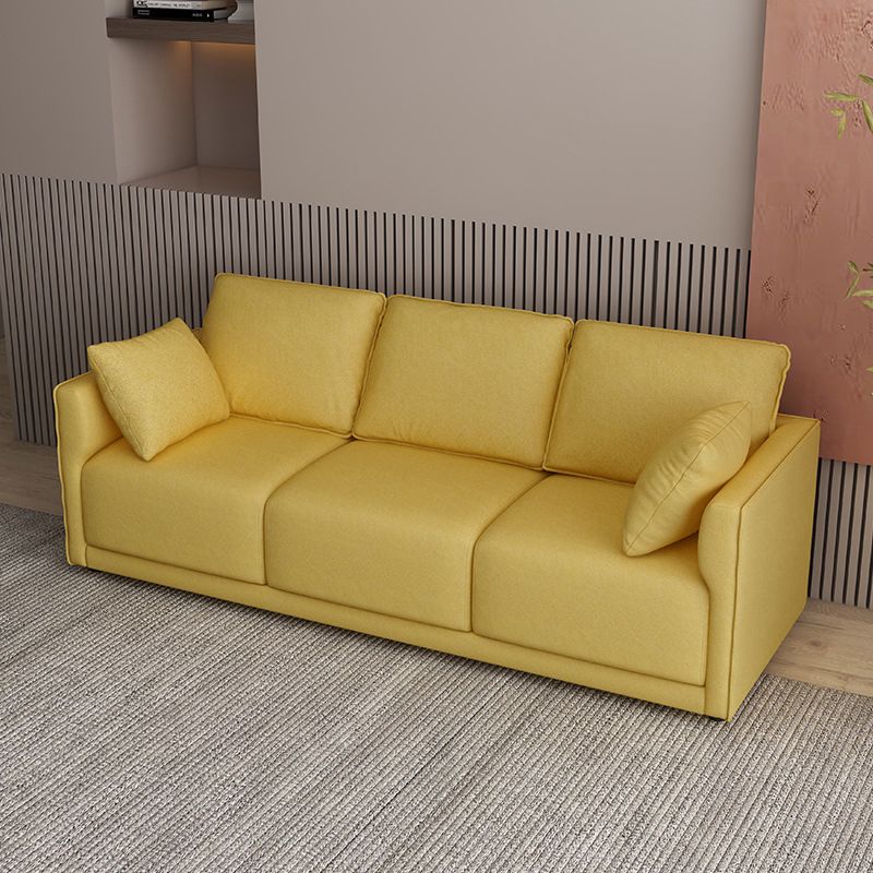 Faux Leather Sofa 25.59" D x 28.34" H Square Arm Sofa for Living Room