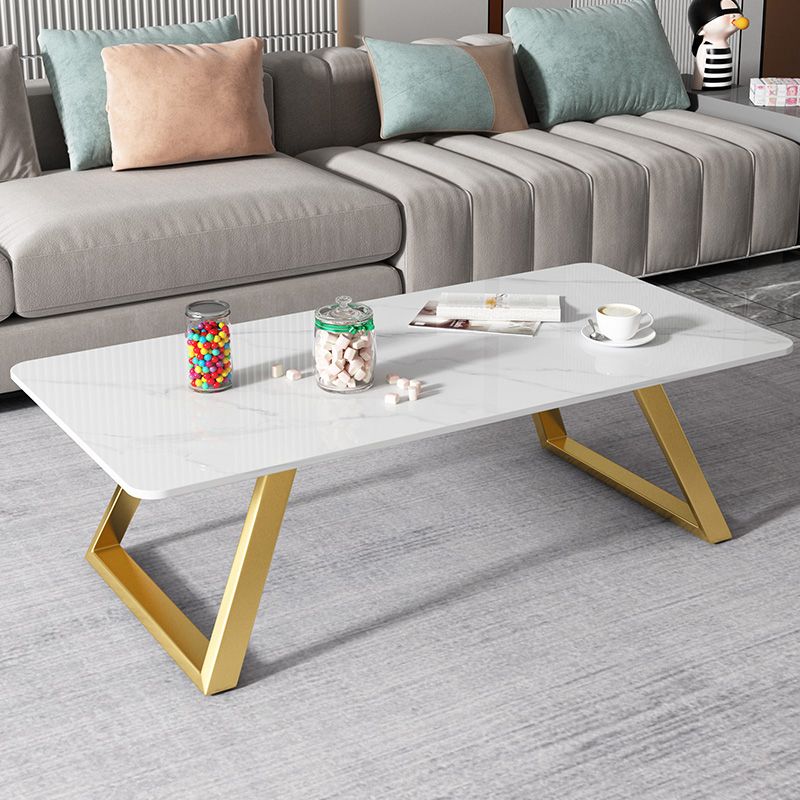 17.7"Tall Sled Metal Base Rectangular Slate Table Top Coffee Table