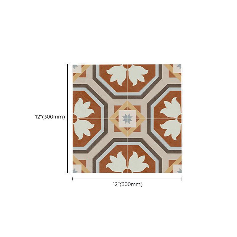 Square Interior Vinyl Flooring Peel and Stick Flower Print Waterproof Vinyl Flooring