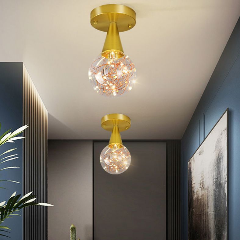 Kogelschaduwcorridor spoeling licht bevestiging helder glas eenvoudig led plafondlicht in goud