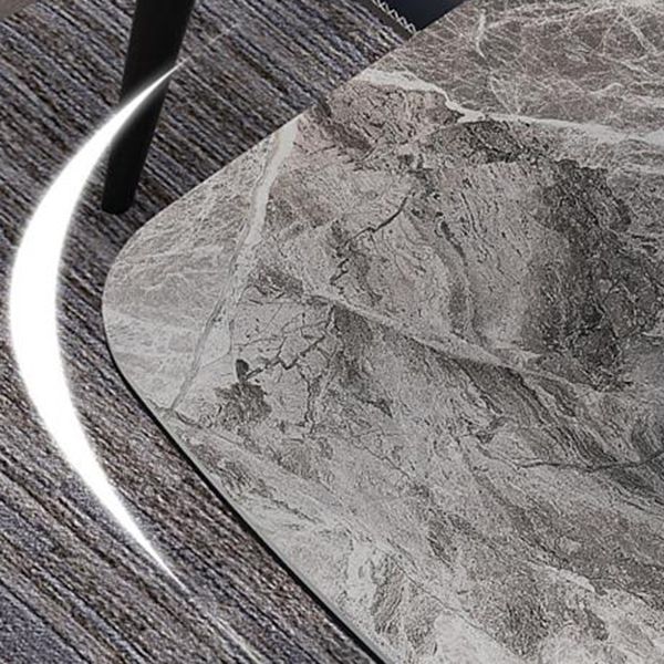 Rectangle Industrial Dining Table Grey Fixed Table with Sintered Stone