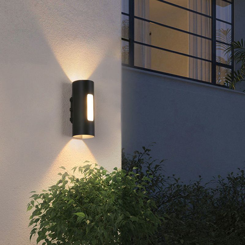 Cylinder Shape Wall Lamp Modern Style Metal 2 Lights Wall Light for Outdoor