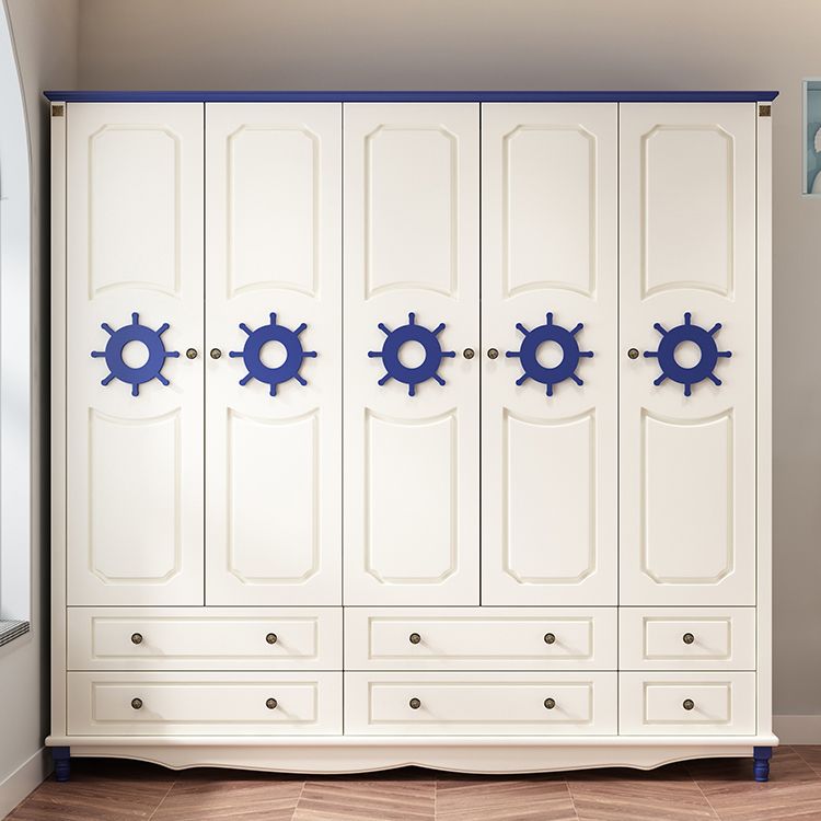 Coastal Hinged Door Storage Cabinet Manufactured Wood Matte Finish Cabinet