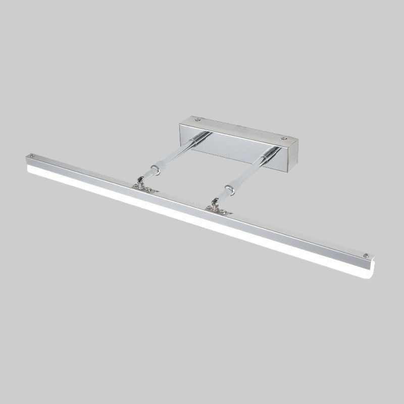 Metal Linear Shade Swing Arm Wall Lights Modern 1 Head Wall Mount Fixture in Silver