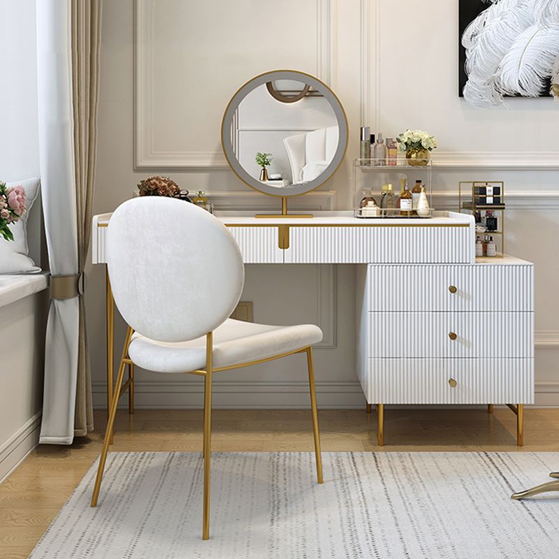 Modern 29.5" Height White Wood Makeup Vanity Set with Drawers